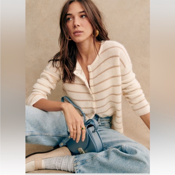 Sèzane Gaspard Mohair Wool Cardigan ecru/gold size M - Picture 3 of 9